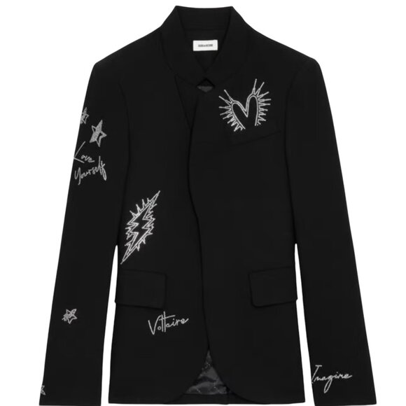 Zadig & Voltaire Very Strass Heart Blazer Size 38 FR, S/M US NEW - Picture 8 of 10